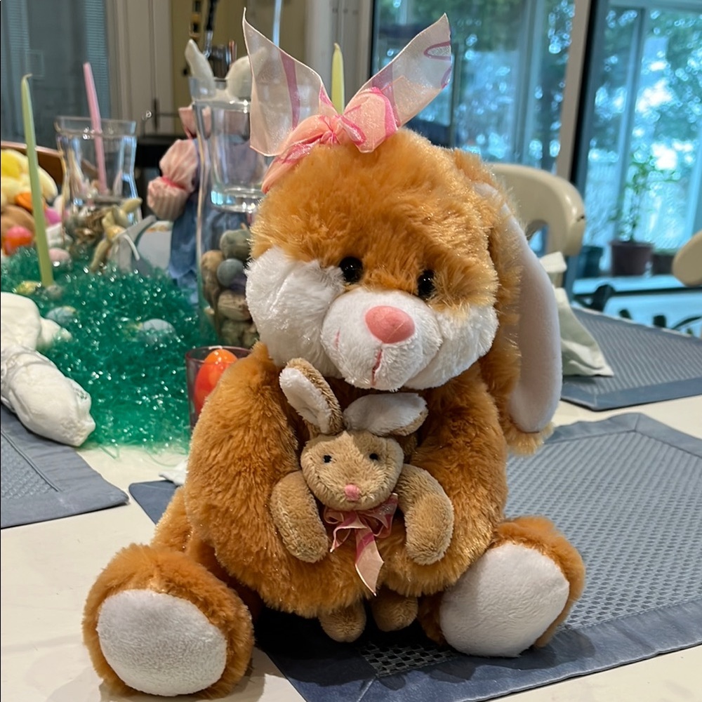 Brown and White Plush Bunny Toy